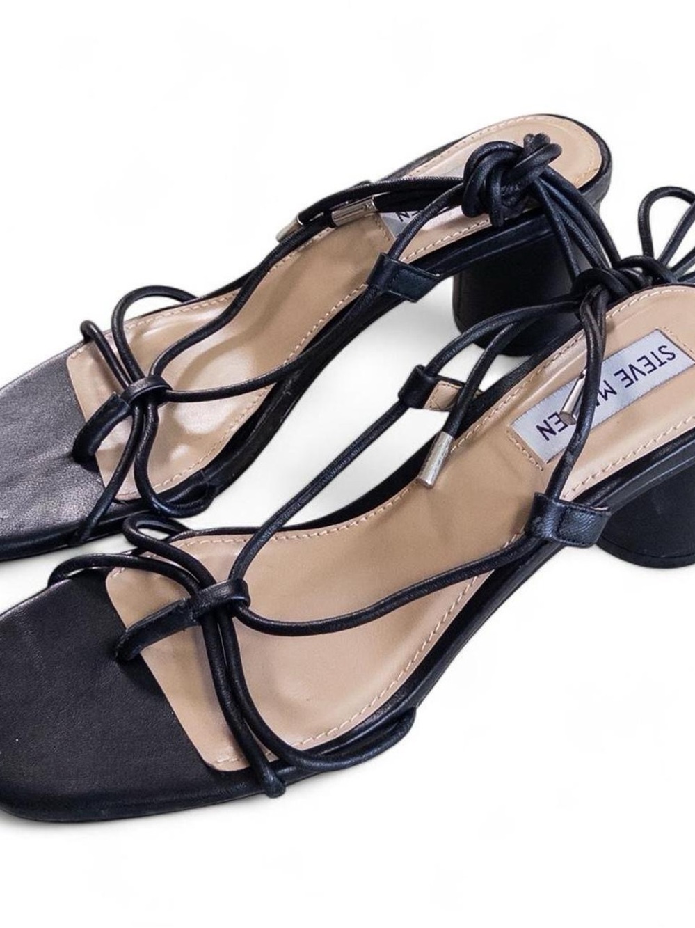 Steve Madden Ivanna Black Lace-Up Block Heel Sandals Size 7.5